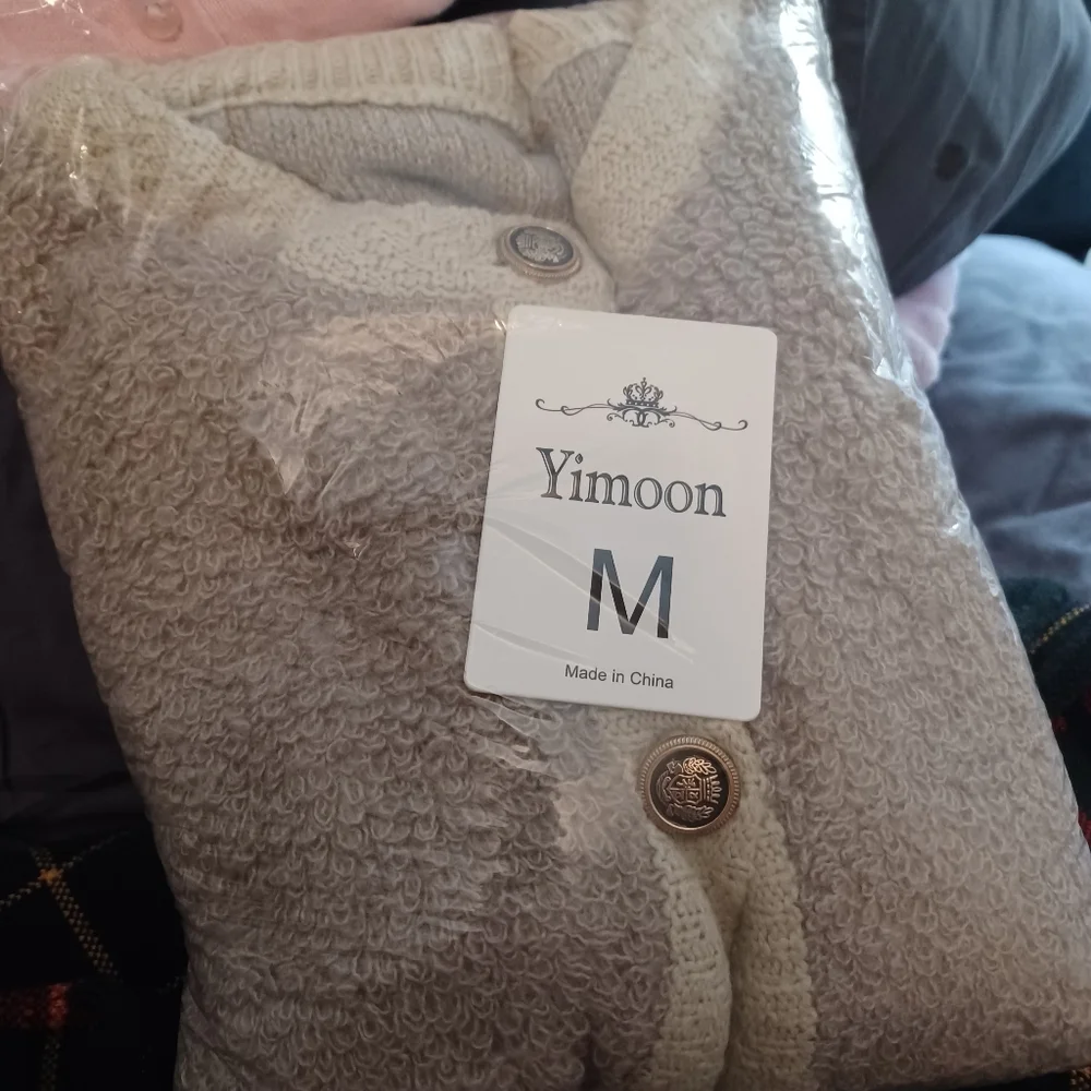 Amazon Fuzzy Cardigan Sweater Sz M